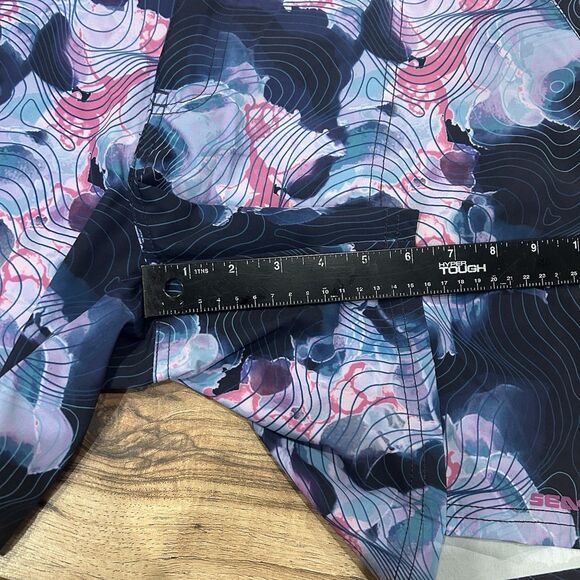 Speedo Women's Patterned Swim Coverup Shorts - Navy and Pink - Picture 5 of 11